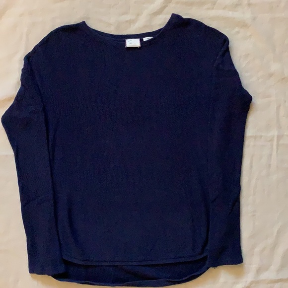 Anthropologie Postmark Navy Stockinette Drop Sleeve Pullover Small Lace - Picture 3 of 6